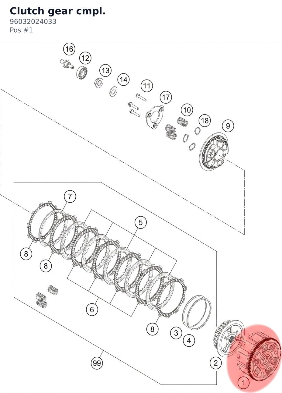 Diagram preview: Clutch gear cmpl. (96032024033)