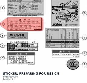 Diagram preview: STICKER, PREPARING FOR USE CN (60303590000)