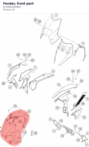 Diagram preview: Fender, front part (61308010000BH)