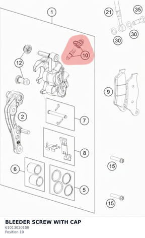 Diagram preview: BLEEDER SCREW WITH CAP (61013020100)