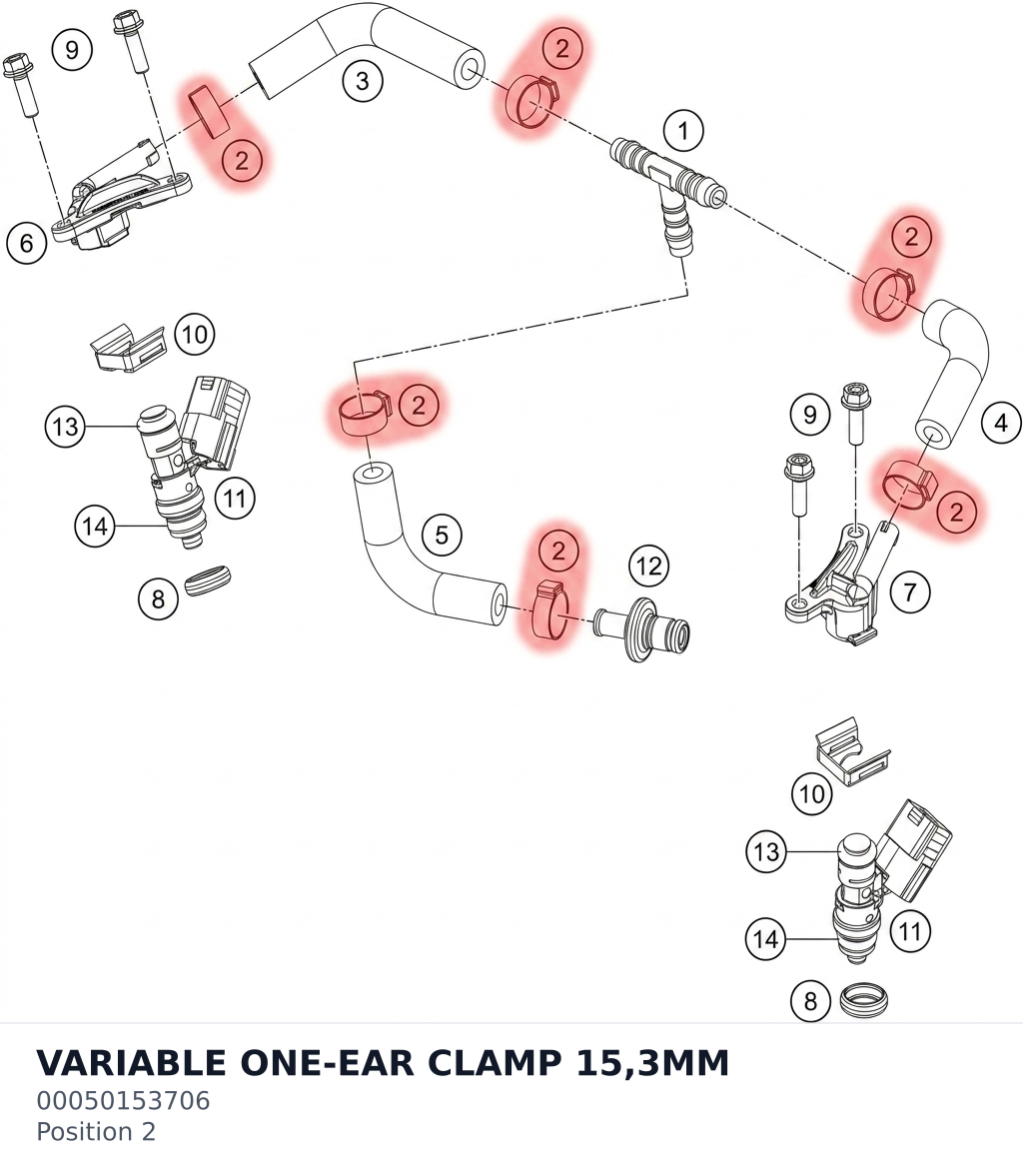 Diagram preview: VARIABLE ONE-EAR CLAMP 15,3MM (00050153706)