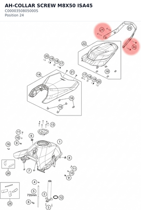 Diagram preview: AH-COLLAR SCREW M8X50 ISA45 (C0000350805000S)