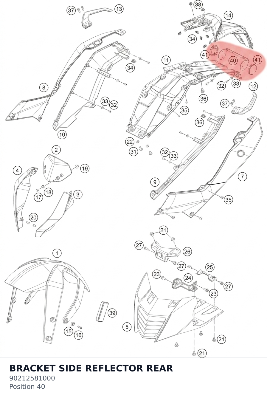 Diagram preview: BRACKET SIDE REFLECTOR REAR (90212581000)
