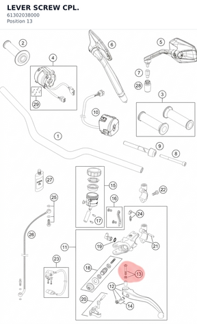 Diagram preview: LEVER SCREW CPL. (61302038000)