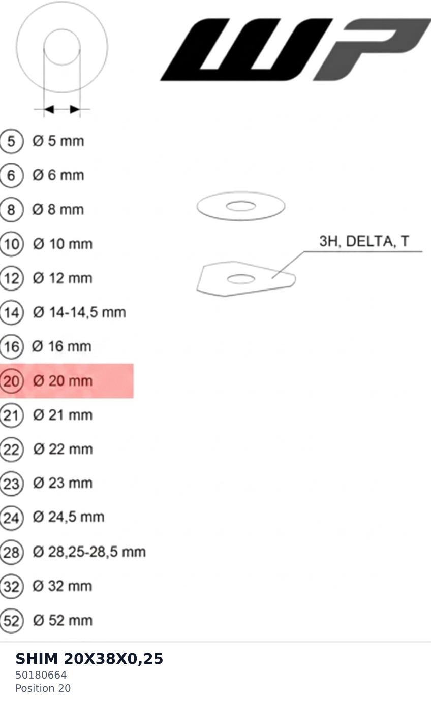 Diagram preview: SHIM 20X38X0,25 (50180664)
