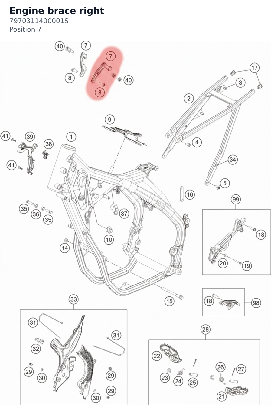 Diagram preview: Engine brace right (7970311400001S)