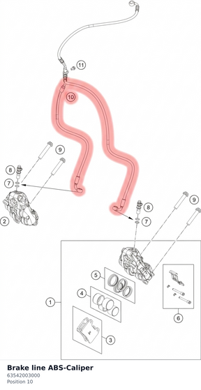 Diagram preview: Brake line ABS-Caliper (63542003000)