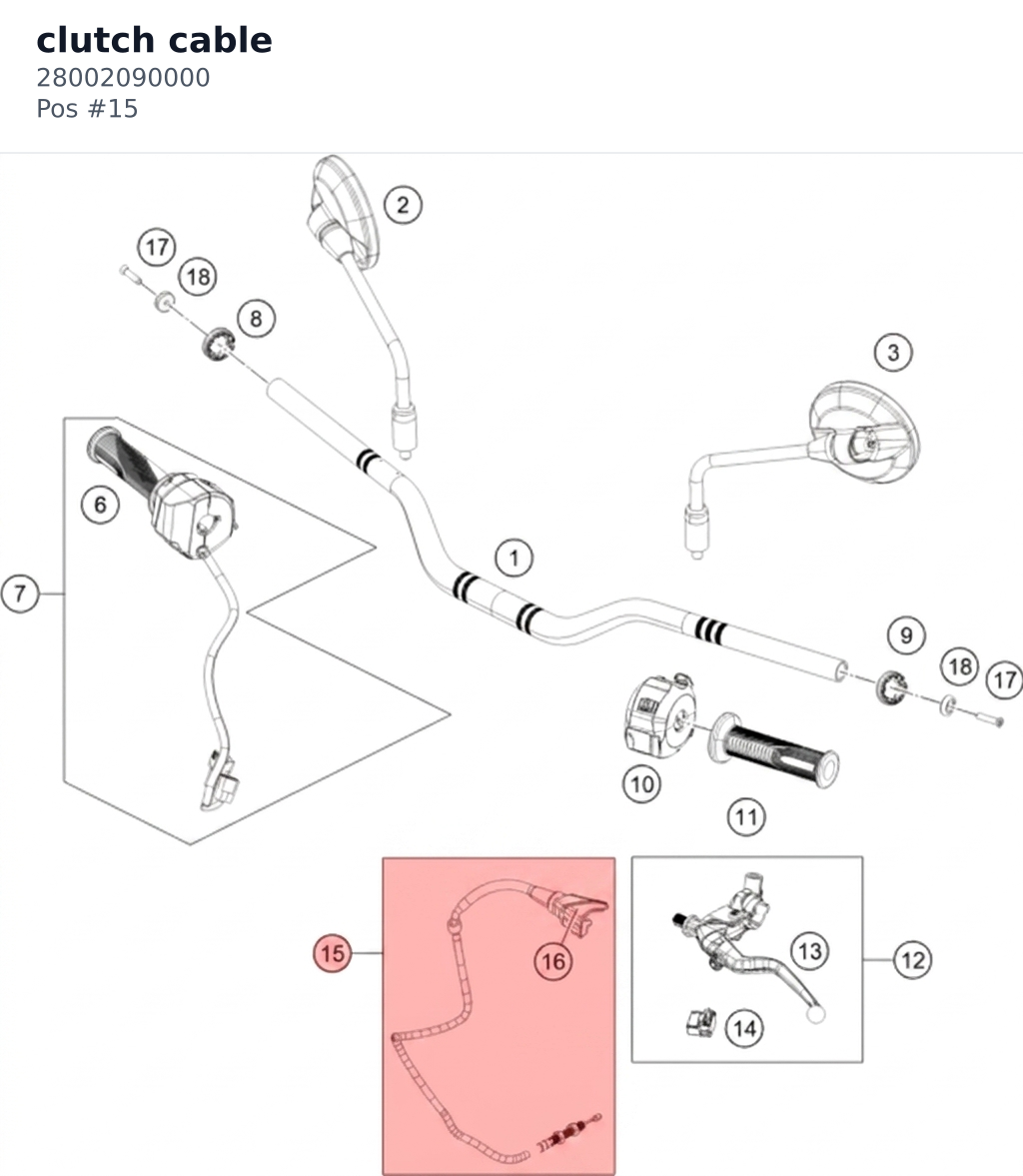 Diagram preview: clutch cable (28002090000)