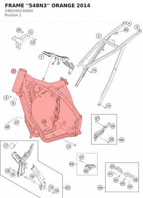 Diagram preview: FRAME ''548N3'' ORANGE     2014 (5480360130004)