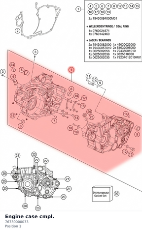 Diagram preview: Engine case cmpl. (76730000033)