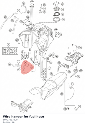 Diagram preview: Wire hanger for fuel hose (60707037000)