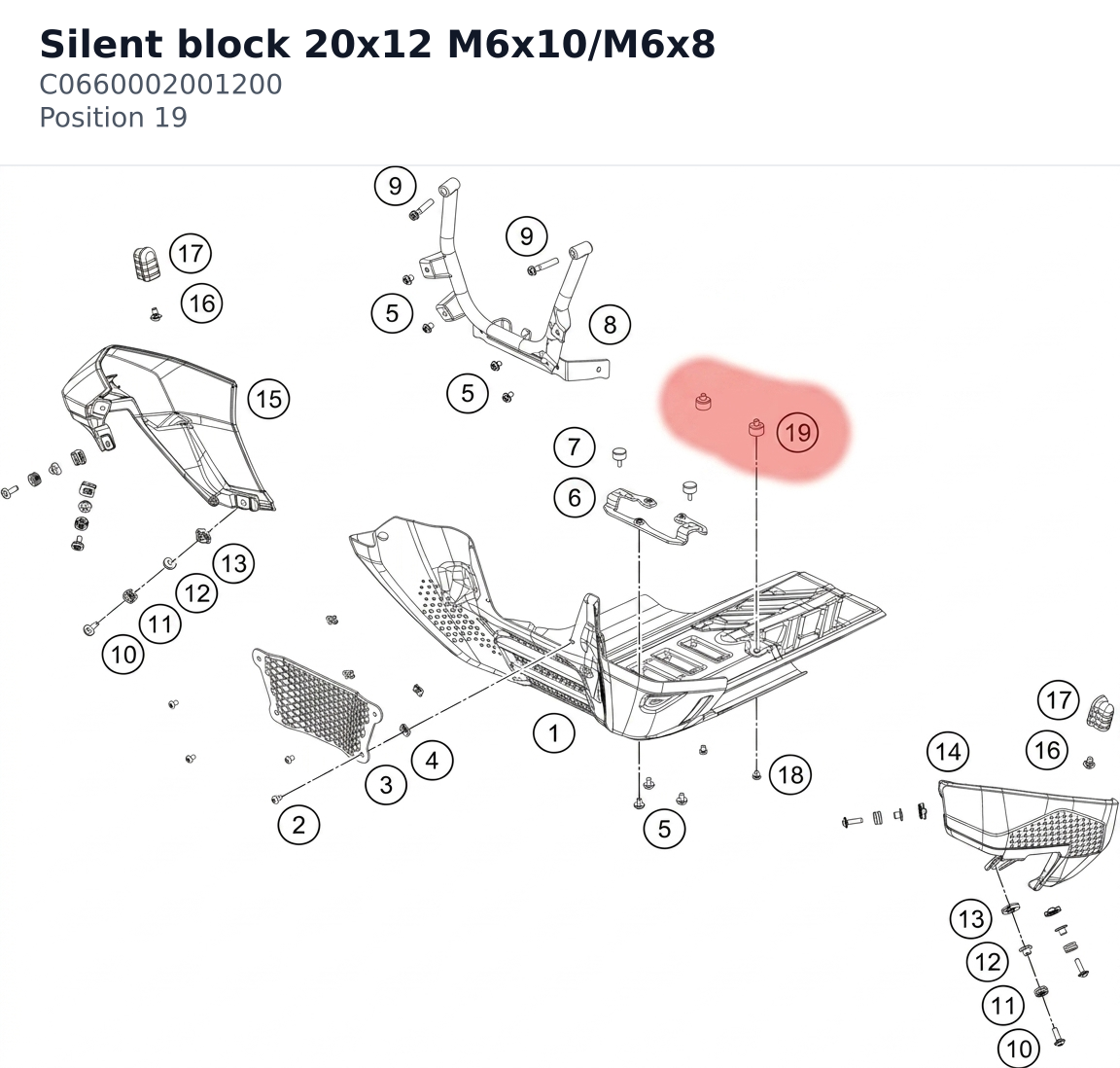 Diagram preview: Silent block 20x12 M6x10/M6x8 (C0660002001200)