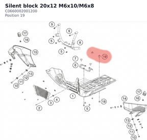 Diagram preview: Silent block 20x12 M6x10/M6x8 (C0660002001200)