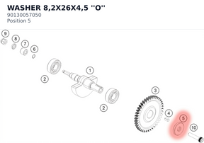 Diagram preview: WASHER 8,2X26X4,5 ''O'' (90130057050)