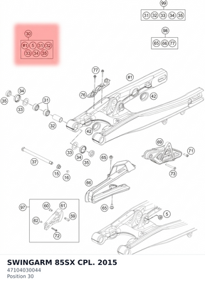 Diagram preview: SWINGARM 85SX CPL.   2015 (47104030044)