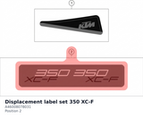 Diagram preview: Displacement label set 350 XC-F (A46008078031)