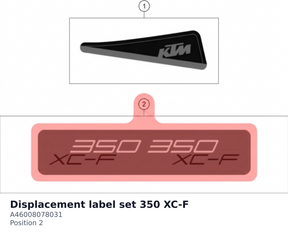 Diagram preview: Displacement label set 350 XC-F (A46008078031)