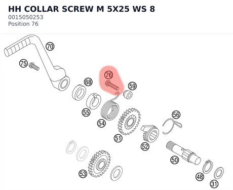 Diagram preview: HH COLLAR SCREW M 5X25    WS 8 (0015050253)