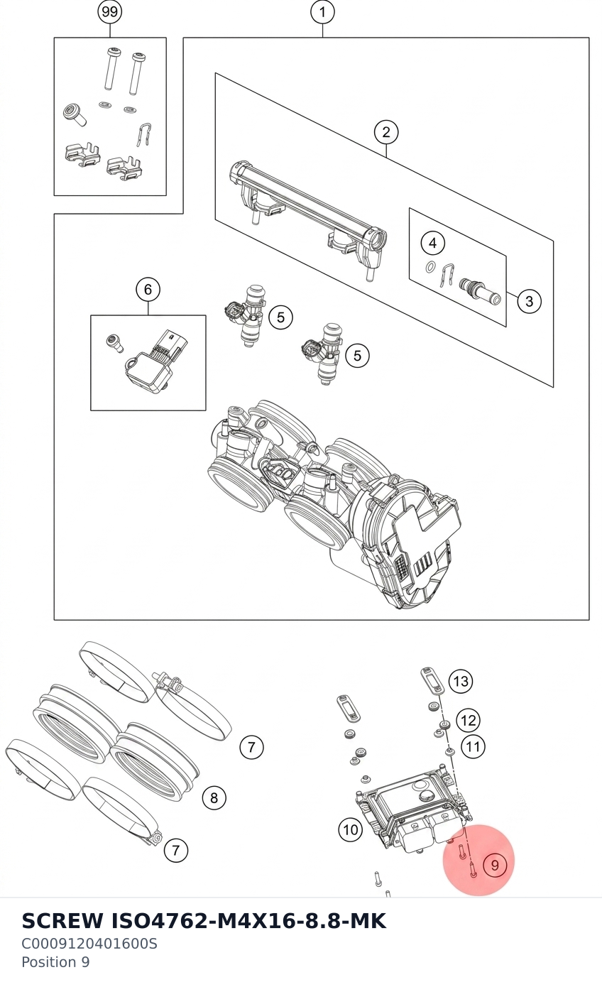 Diagram preview: SCREW ISO4762-M4X16-8.8-MK (C0009120401600S)