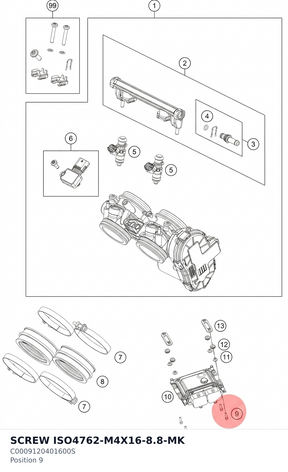Diagram preview: SCREW ISO4762-M4X16-8.8-MK (C0009120401600S)
