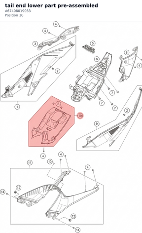 Diagram preview: tail end lower part pre-assembled (A67408019033)
