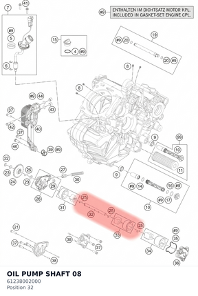 Diagram preview: OIL PUMP SHAFT              08 (61238002000)