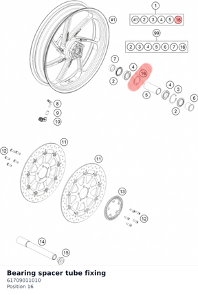Diagram preview: Bearing spacer tube fixing (61709011010)