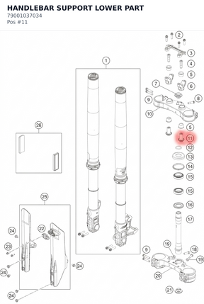 Diagram preview: HANDLEBAR SUPPORT LOWER PART (79001037034)