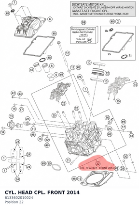 Diagram preview: CYL. HEAD CPL. FRONT      2014 (6133602010024)