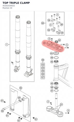 Diagram preview: TOP TRIPLE CLAMP (45301034022)