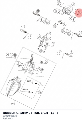 Diagram preview: RUBBER GROMMET TAIL LIGHT LEFT (93014040020)