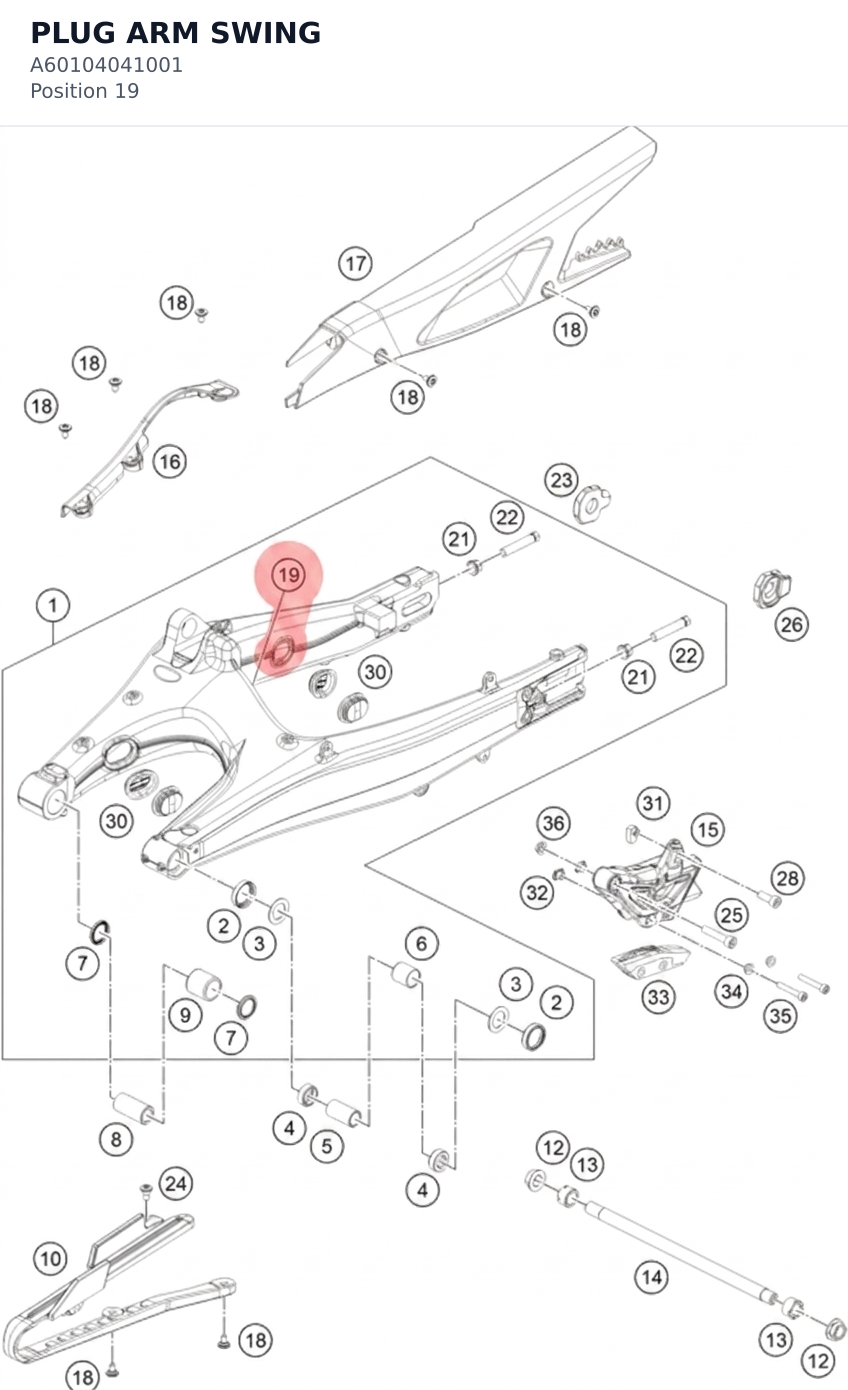 Diagram preview: PLUG ARM SWING (A60104041001)