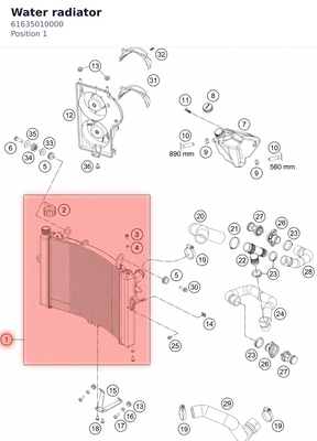 Diagram preview: Water radiator (61635010000)