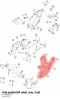 Diagram preview: Side spoiler left cmpl. gray / red (61708B50233)