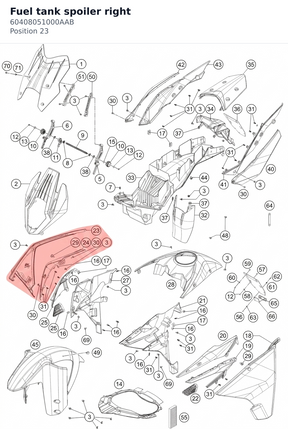 Diagram preview: Fuel tank spoiler right (60408051000AAB)
