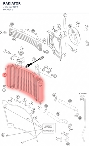 Diagram preview: RADIATOR (76735010100)