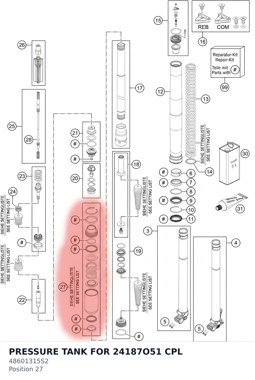 Diagram preview: PRESSURE TANK FOR 24187O51 CPL (48601315S2)