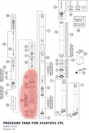 Diagram preview: PRESSURE TANK FOR 24187O51 CPL (48601315S2)