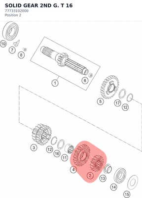 Diagram preview: SOLID GEAR 2ND G.  T 16 (77733102000)