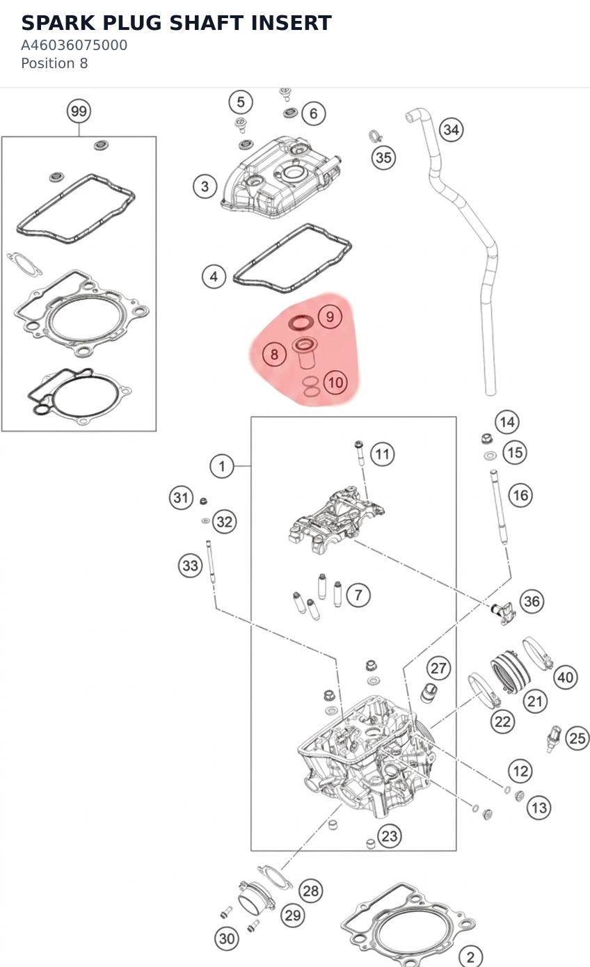 Diagram preview: SPARK PLUG SHAFT INSERT (A46036075000)