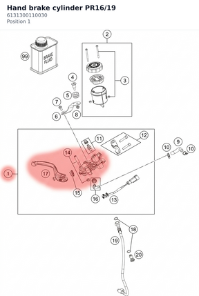 Diagram preview: Hand brake cylinder PR16/19 (6131300110030)