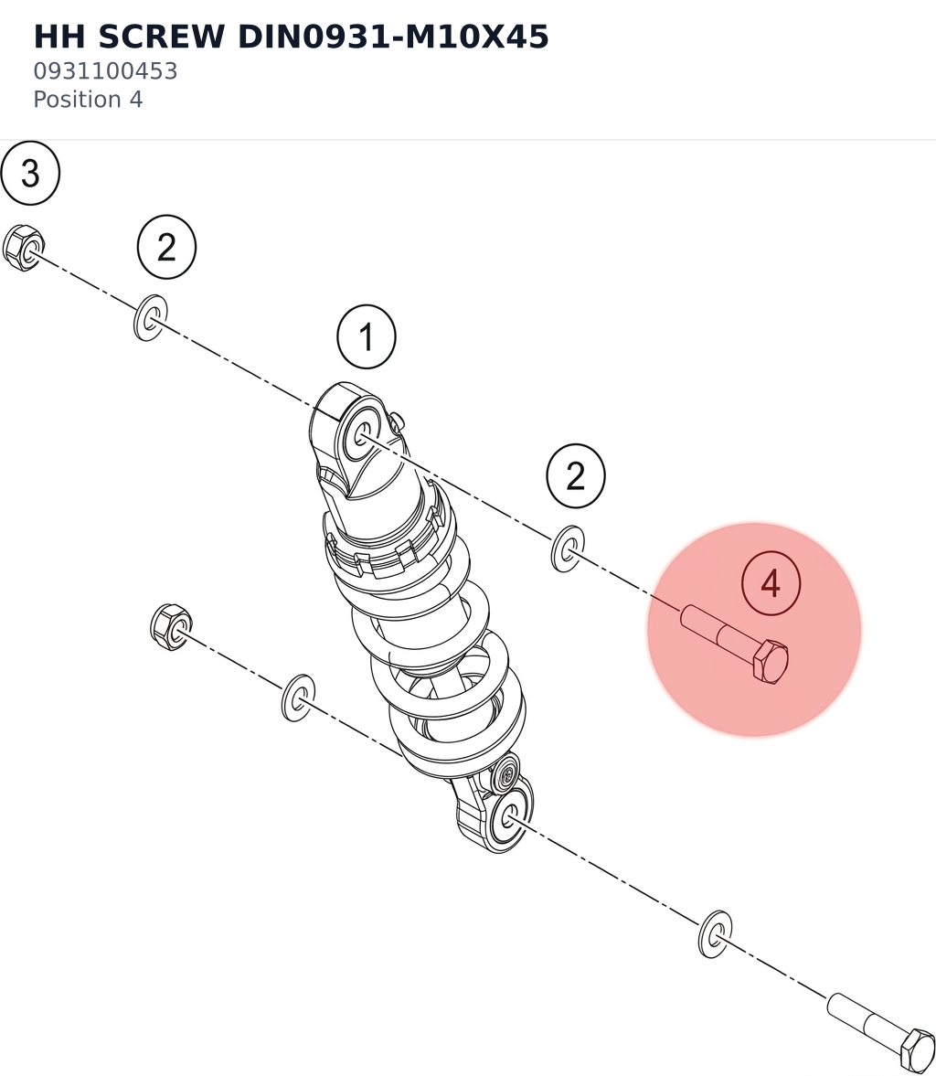 Diagram preview: HH SCREW DIN0931-M10X45 (0931100453)