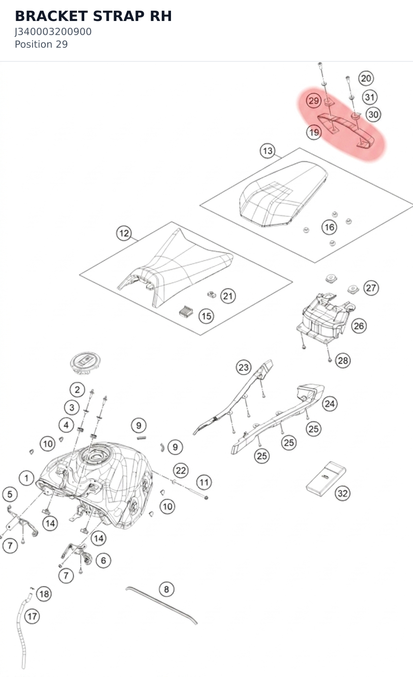 Diagram preview: BRACKET STRAP RH (J340003200900)