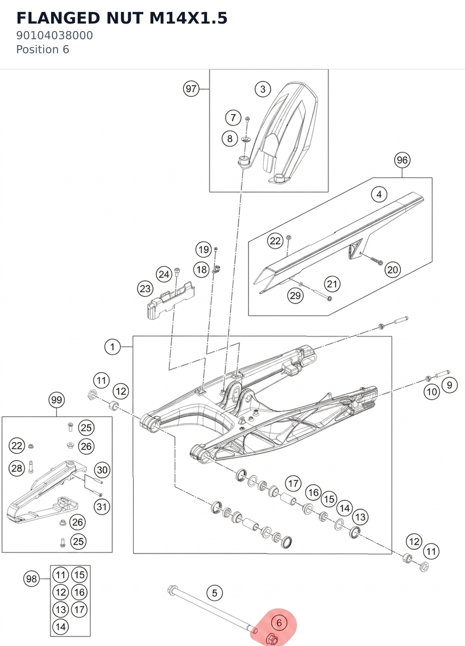 Diagram preview: FLANGED NUT M14X1.5 (90104038000)