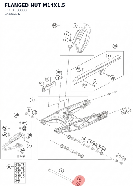 Diagram preview: FLANGED NUT M14X1.5 (90104038000)