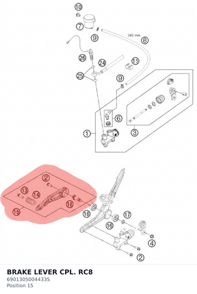 Diagram preview: BRAKE LEVER CPL. RC8 (6901305004433S)