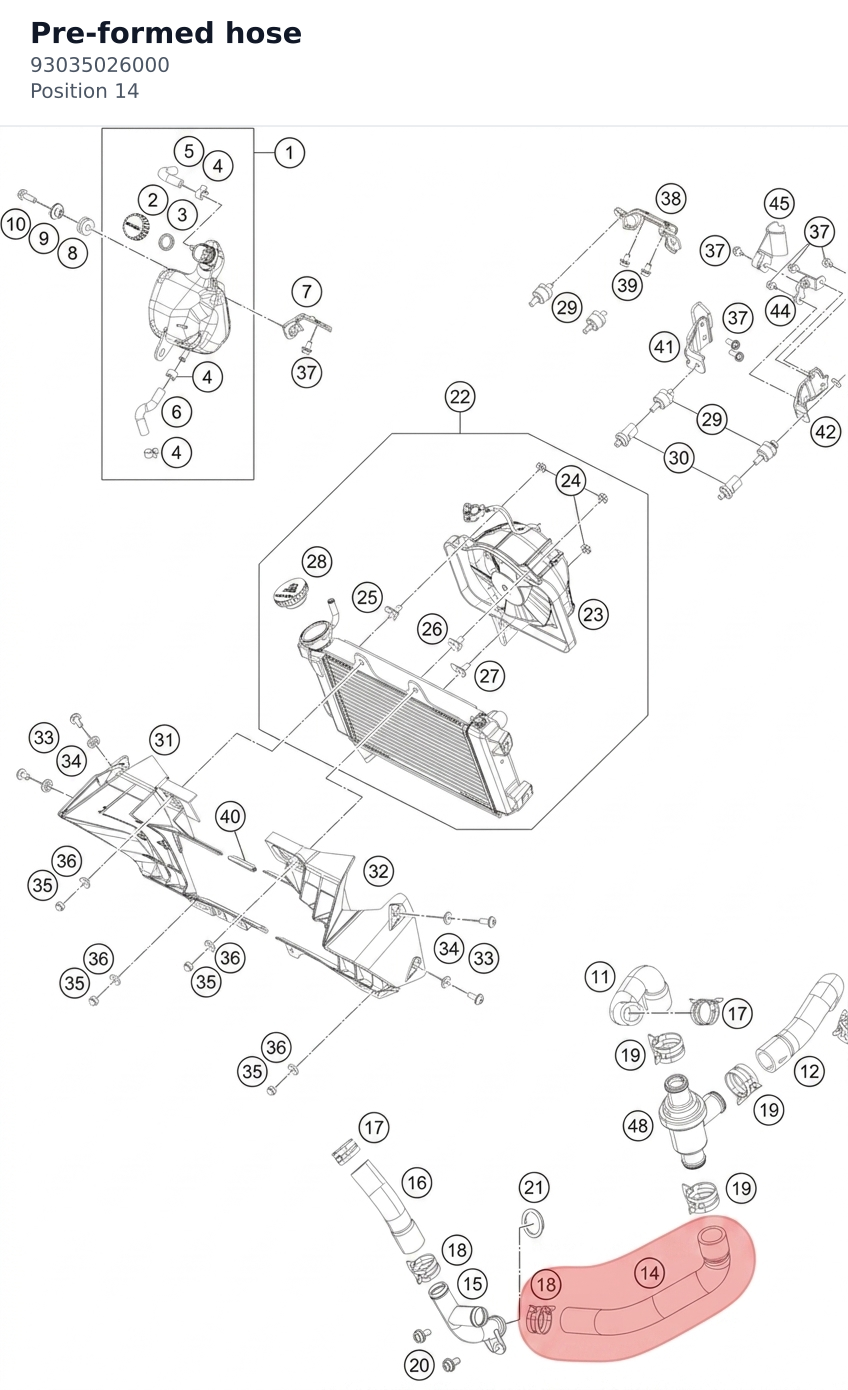 Diagram preview: Pre-formed hose (93035026000)