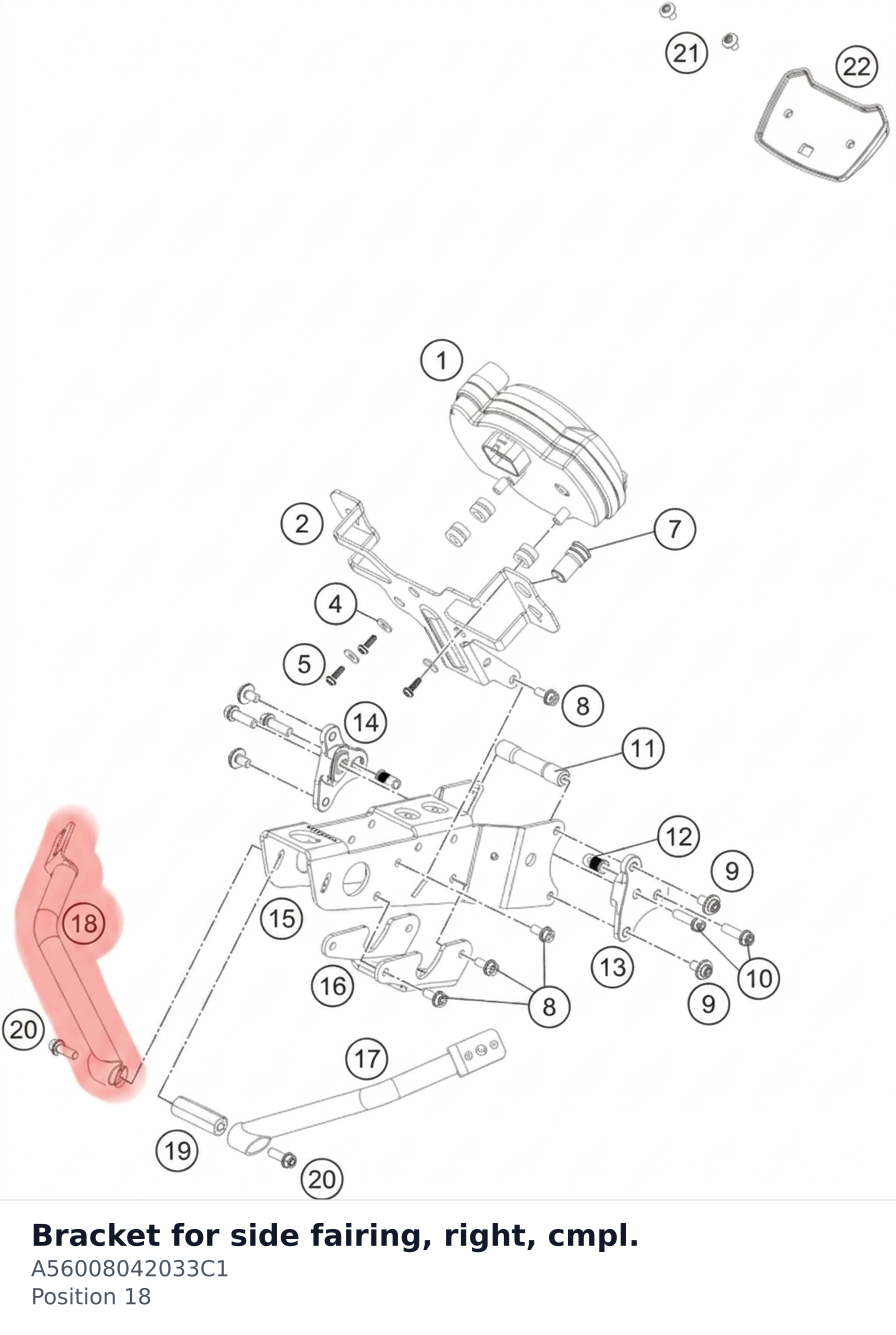 Diagram preview: Bracket for side fairing, right, cmpl. (A56008042033C1)
