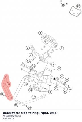 Diagram preview: Bracket for side fairing, right, cmpl. (A56008042033C1)