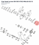 Diagram preview: Cap head screw EN ISO 4762-M6x16-8.8 S (0009120601600S)